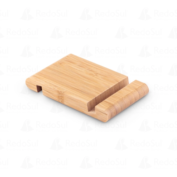 Suporte para celular personalizado com duas canaletas em bambu